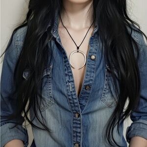 Gold or Silver Western Crescent Pendant Necklace